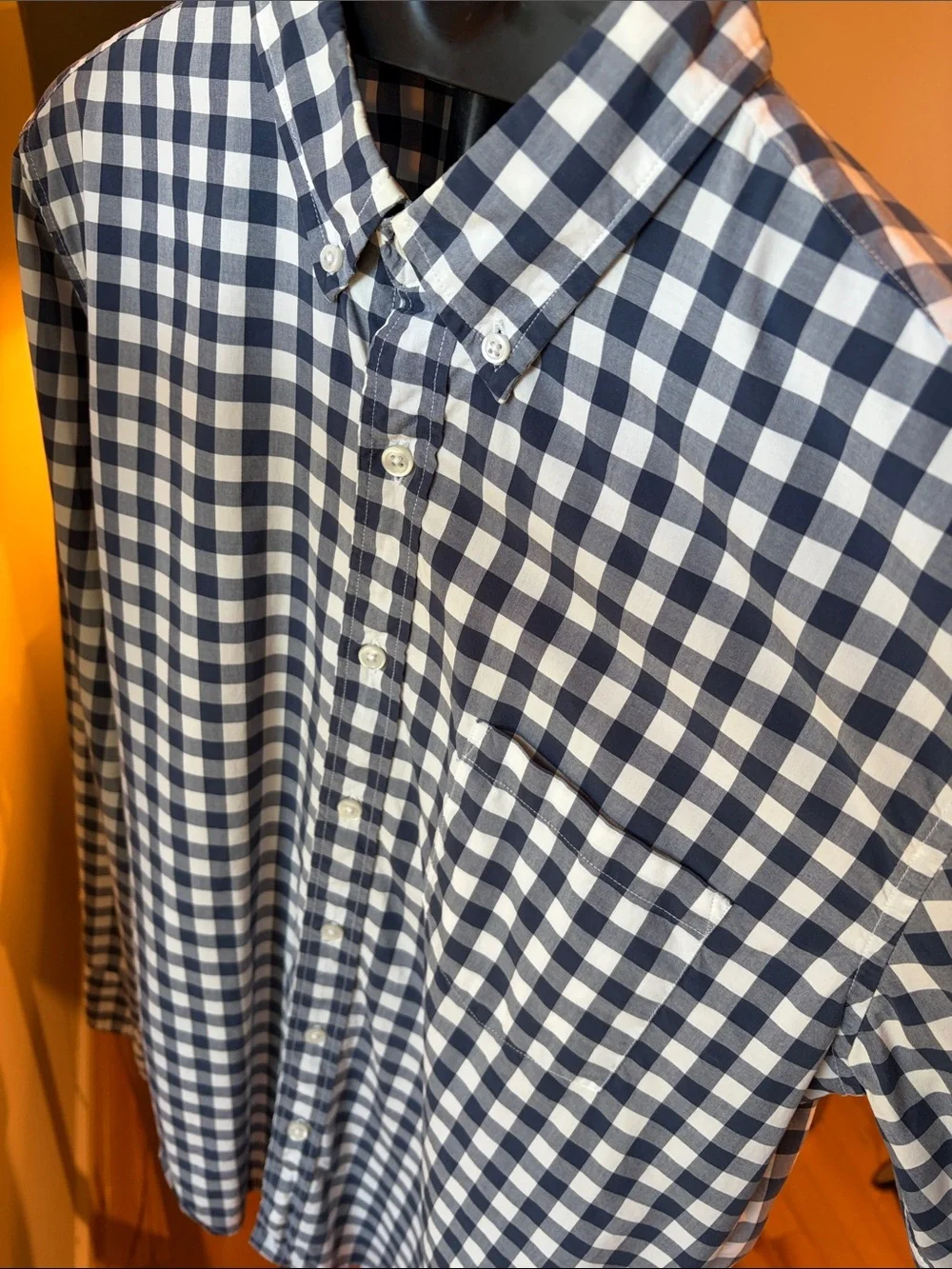 J. Crew Navy and White Gingham Button-Down Shirt